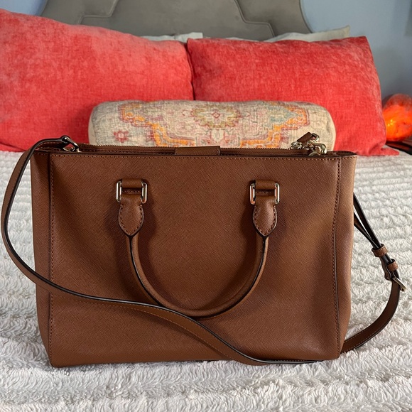 Michael Kors Sutton Satchel Saffiano Leather Brown NWOT - Picture 5 of 15